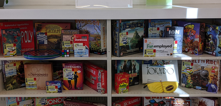 Library board game display